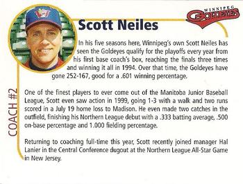 2000 Winnipeg Goldeyes #NNO Scott Neiles Back