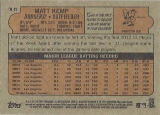 2013 Topps - 1972 Topps Minis #TM-49 Matt Kemp Back