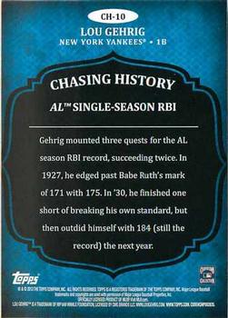 2013 Topps - Chasing History #CH-10 Lou Gehrig Back