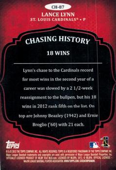 2013 Topps - Chasing History #CH-87 Lance Lynn Back