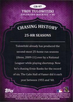 2013 Topps - Chasing History #CH-97 Troy Tulowitzki Back