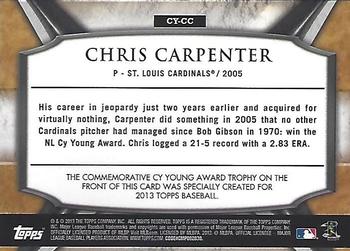 2013 Topps - Cy Young Award Winners Trophy #CY-CC Chris Carpenter Back