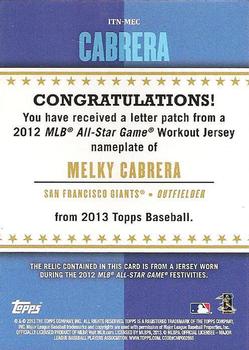 2013 Topps - In The Name #ITN-MEC Melky Cabrera Back