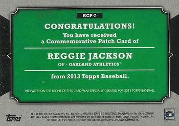 2013 Topps - Manufactured Rookie Card Patch #RCP-7 Reggie Jackson Back