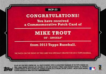 2013 Topps - Manufactured Rookie Card Patch #RCP-23 Mike Trout Back