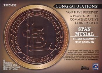 2013 Topps - Proven Mettle Coins Copper #PMC-SM Stan Musial Back