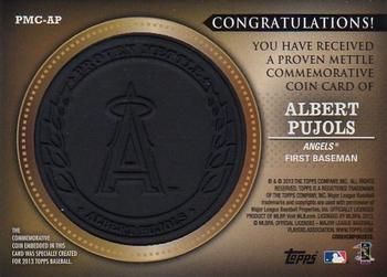 2013 Topps - Proven Mettle Coins Wrought Iron #PMC-AP Albert Pujols Back