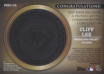2013 Topps - Proven Mettle Coins Wrought Iron #PMC-CL Cliff Lee Back
