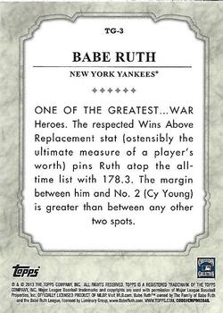 2013 Topps - The Greats Gold #TG-3 Babe Ruth Back