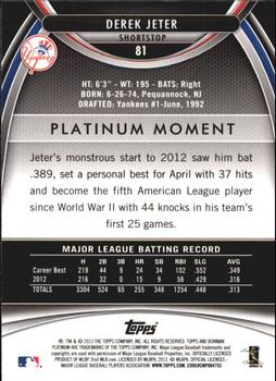 2013 Bowman Platinum #81 Derek Jeter Back