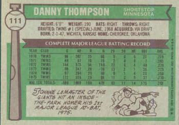 1976 Topps #111 Danny Thompson Back