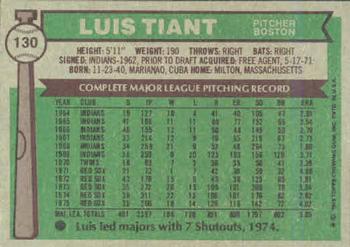 1976 Topps #130 Luis Tiant Back