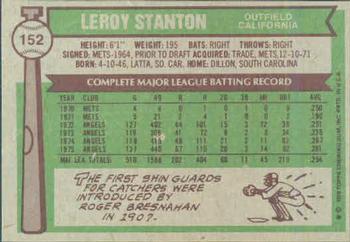 1976 Topps #152 Leroy Stanton Back