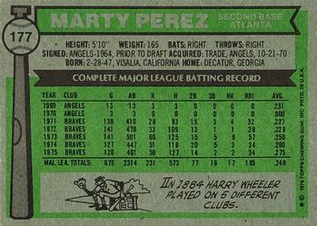 1976 Topps #177 Marty Perez Back