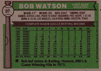 1976 Topps #20 Bob Watson Back