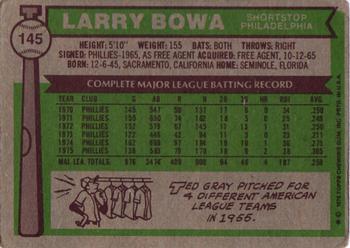 1976 Topps #145 Larry Bowa Back