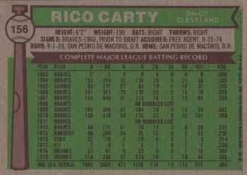 1976 Topps #156 Rico Carty Back