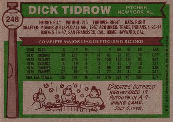 1976 Topps #248 Dick Tidrow Back