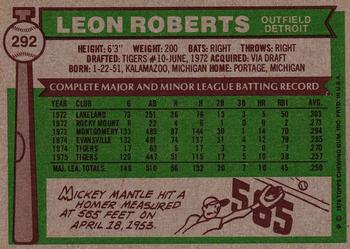 1976 Topps #292 Leon Roberts Back