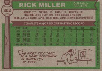 1976 Topps #302 Rick Miller Back