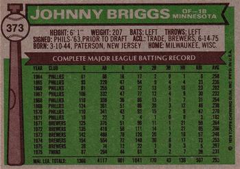 1976 Topps #373 Johnny Briggs Back