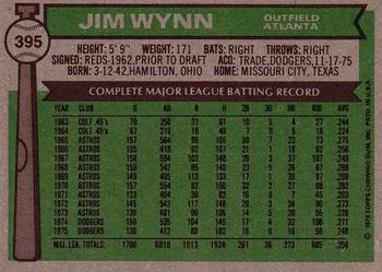 1976 Topps #395 Jim Wynn Back