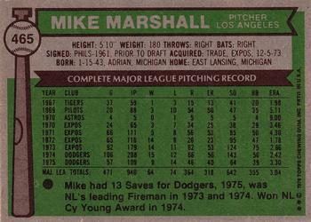 1976 Topps #465 Mike Marshall Back