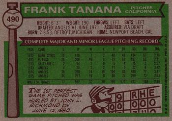 1976 Topps #490 Frank Tanana Back