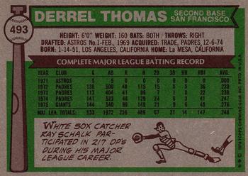 1976 Topps #493 Derrel Thomas Back