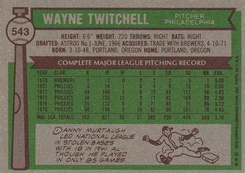 1976 Topps #543 Wayne Twitchell Back
