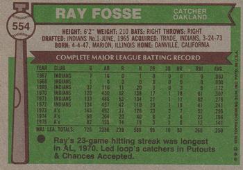 1976 Topps #554 Ray Fosse Back