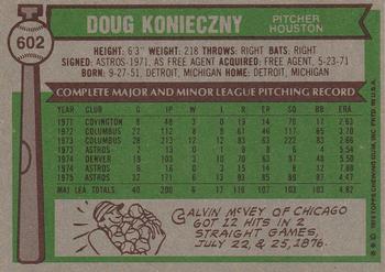1976 Topps #602 Doug Konieczny Back