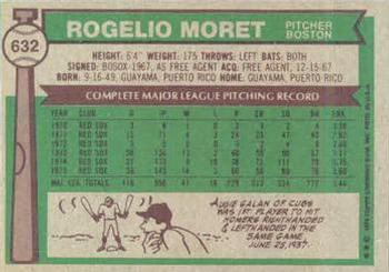 1976 Topps #632 Rogelio Moret Back