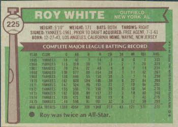 1976 Topps #225 Roy White Back