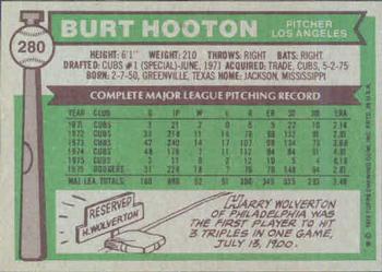 1976 Topps #280 Burt Hooton Back