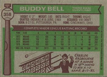 1976 Topps #358 Buddy Bell Back