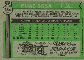 1976 Topps #364 Elias Sosa Back