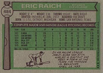 1976 Topps #484 Eric Raich Back