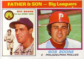1976 Topps #67 Ray Boone / Bob Boone Front