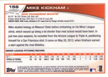 2013 Topps Chrome #156 Mike Kickham Back