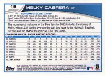 2013 Topps Chrome #15 Melky Cabrera Back