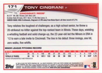 2013 Topps Chrome #171 Tony Cingrani Back