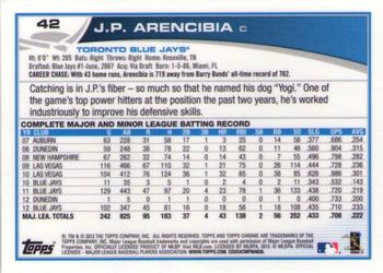 2013 Topps Chrome #42 J.P. Arencibia Back