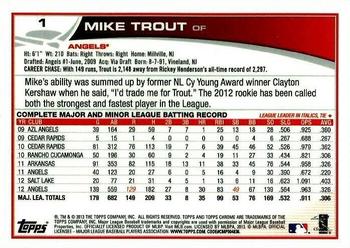 2013 Topps Chrome #1 Mike Trout Back