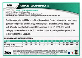 2013 Topps Chrome #39 Mike Zunino Back