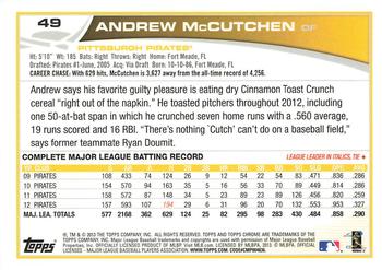 2013 Topps Chrome #49 Andrew McCutchen Back