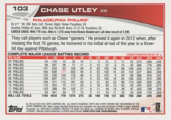 2013 Topps Chrome #103 Chase Utley Back