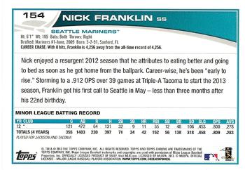 2013 Topps Chrome #154 Nick Franklin Back