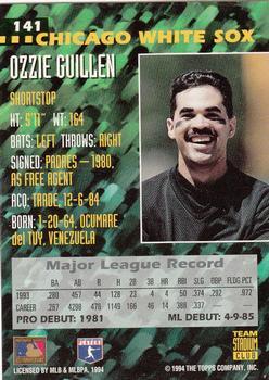 1994 Stadium Club Team - First Day Issue #141 Ozzie Guillen  Back