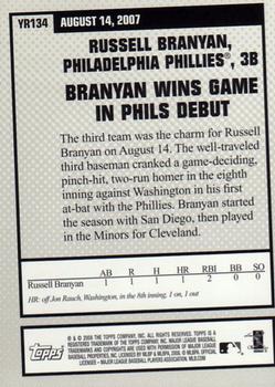 2008 Topps Updates & Highlights - Year in Review #YR134 Russell Branyan Back